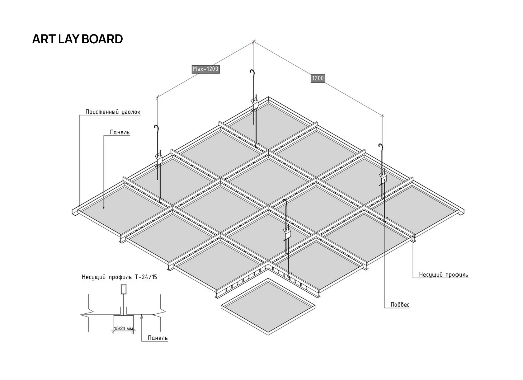 Кассетный потолок ART LAY BOARD