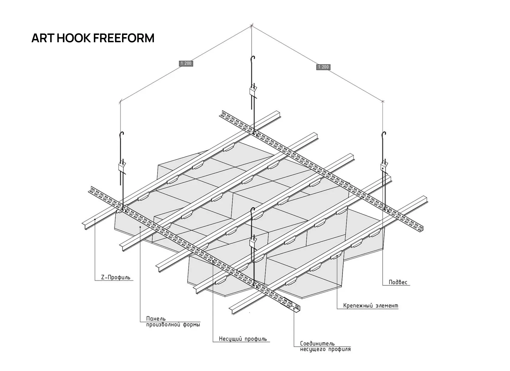 Дизайнерские потолочные панели ART HOOK FREEFORM