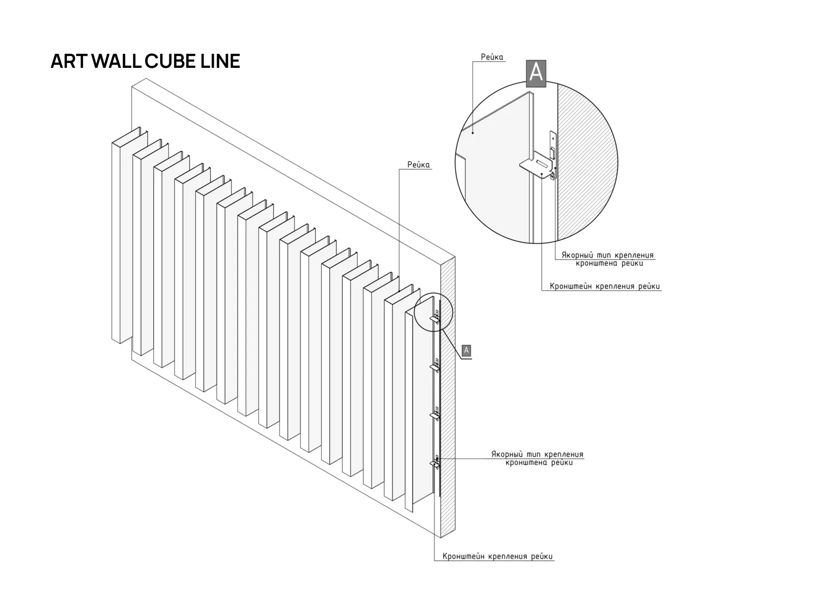 Стеновая кубообразная рейка ART WALL CUBE LINE